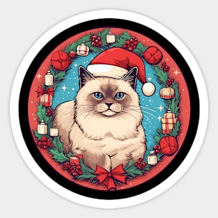 Birman Cat Xmas, Love Cats Sticker